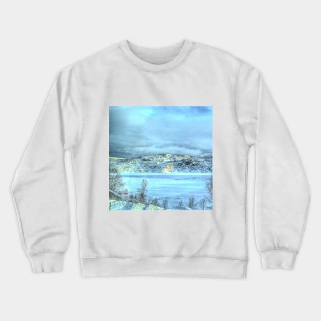 SCENERY 05 - White Snow Winter Mountain Landscape Crewneck Sweatshirt by artvoria